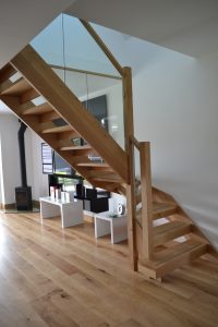 custom oak and glass staircase