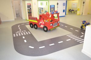 Hand made wooden toy fire engine