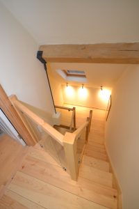 Upper bespoke pine staircase