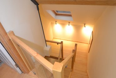 Upper bespoke pine staircase